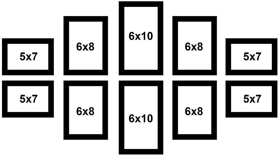 10 Individual Black Wall Photo Frames Wall Decor Set ( Size 5" x 7", 6" x 8", 6" x 10" )
