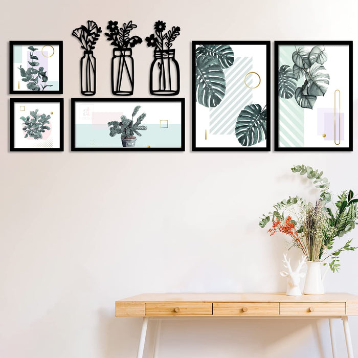 Art Street Set of 5 Floral Theme Art Prints/Posters with Floral Theme MDF Plaque for Living Room and Home Decoration (Size - 20 x 55 Inchs)