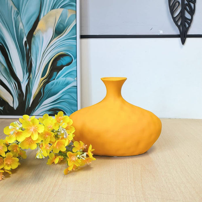Art Street Turquoise Lipped Ceramic Flower Vase for Living Room Flower Vases for Centerpieces & Tables