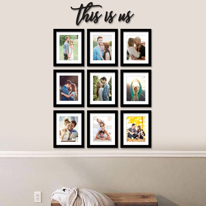 Art Street Set of 9 This Is Us Collage Wall Hanging Photo Frames for Home & Wall Decoration, (8x10, With Matt 6x8 Inch)