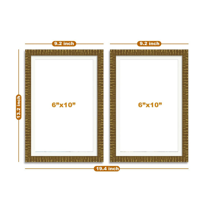 Art Street Photo Frames for Home Décor Set of 2 Gold Wall Photo Frames for Living Room Decoration (Size - 6 x 10 Inches)
