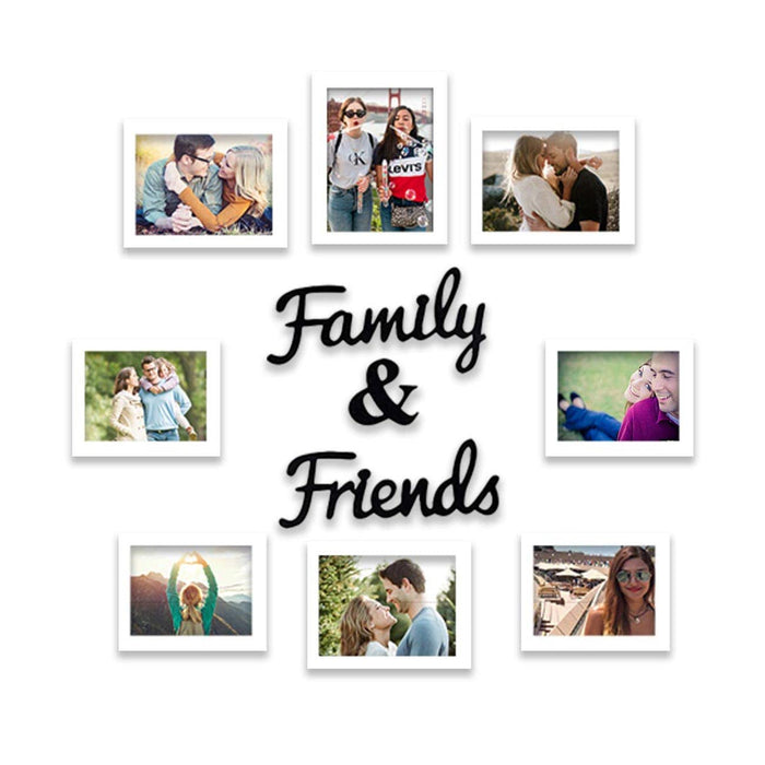 Set of 8 Photo Frame With Family & Friends Cutout for Home Décor Living Room Wall Decoration (Size - 5X7, 6X8 Inches)