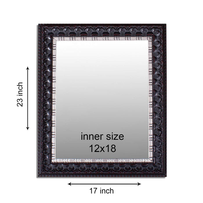 Art Street Decorative Wall Mirror Valiant Rustic Engraved Polymer Black Color Inner Size 12 x 18 inch, Outer Size 17 x 23 inch 17 x 23 Inchs