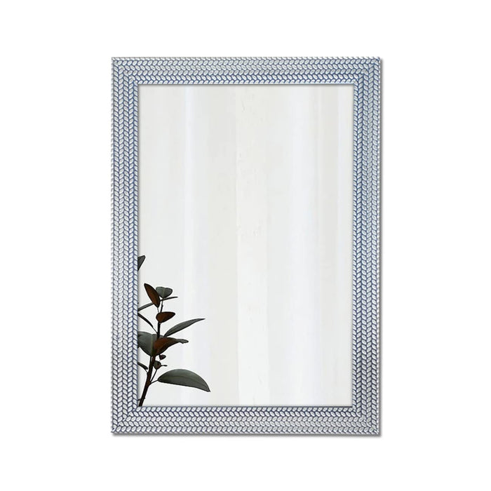 Art Street Honeycomb Design Decorative Wall Rectangular Makeup Mirror, Decorative Looking Glass with Frame for Homem (19.4x13.4 Inches, Silver)