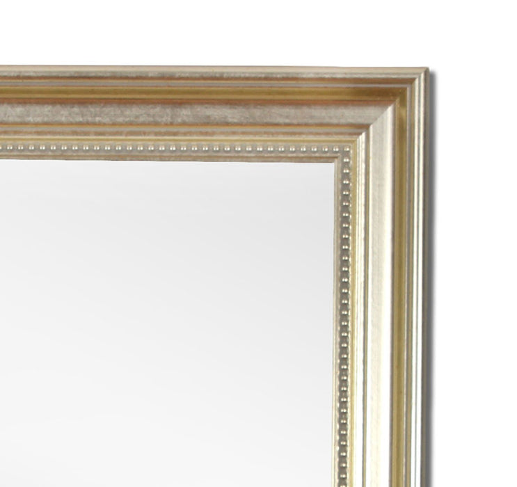 Silver Rectangle Synthetic Pearl Wall Mirror Inner Size 12X16 inch, Outer Size 15X18