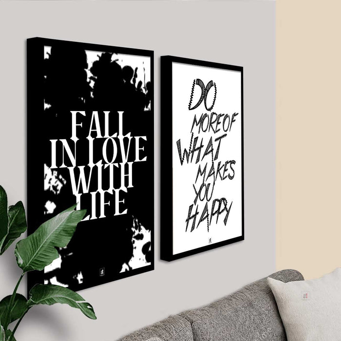 Motivational Art Prints Fall in Love with Life Wall Art for Home Décor for Home, Wall Decor & Living Room Decoration (Set of 2, 17.5" x 12.5" )