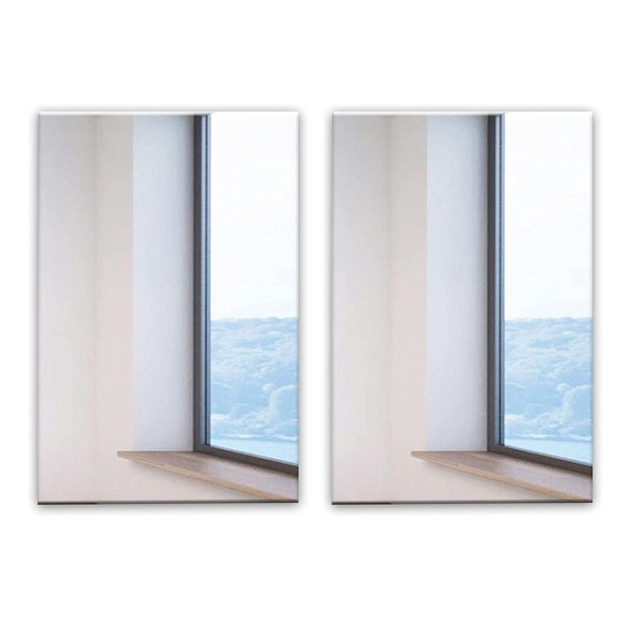 Rectangular Wall Mirror for Bathroom & Bedroom, Wall Mounted Beveled Home Décor Mirror, 18 x 24 Inches, Silver - Pack of 2