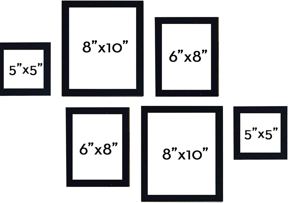 Individual Black Wall Photo Frames Set of 6 ( Picture Size 5 x 5, 6 x ART STREET