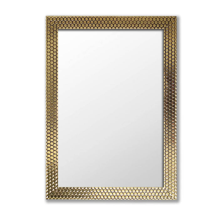 Art Street Honeycomb Design Decorative Wall Rectangular Makeup Mirror, Decorative Looking Glass with Frame for Home (19.4x13.4 Inches, Golden)