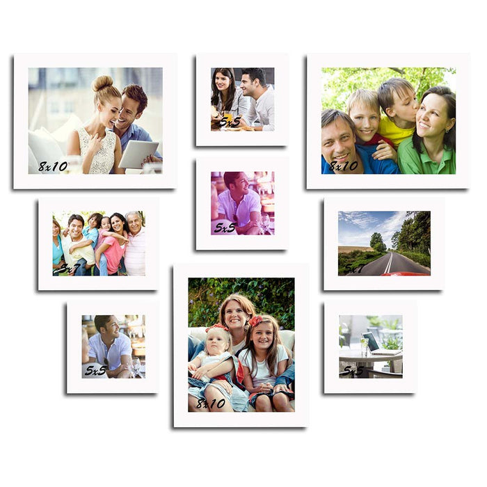 Art Street Gigantic Set Of 9 White Individual Wall Photo Frames ( Size 5x5, 5x7, 8x10 inches)