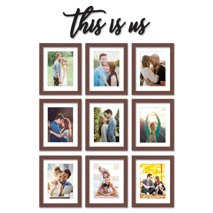 Art Street Set of 9 This Is Us Brown Wall Photo Frame Collage for Living Room, Wall Hanging Picture Photo Frames Home & Wall Decoration, ( 8x10 Set of 4, with matt 6x8 Inch )