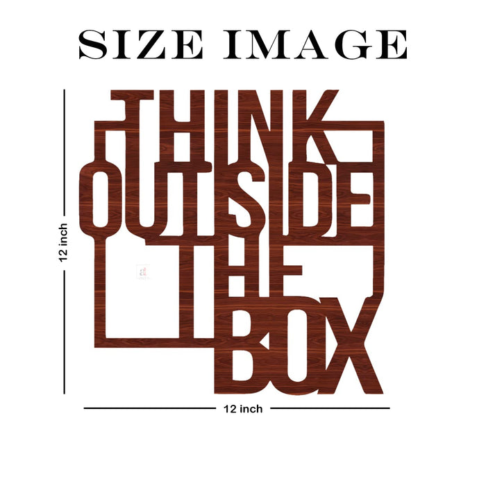Art Street Think Outside The Box Brown MDF Plaque Cutout Ready To Hang For Home Office Wall Art Decor, Wall Art Hanging Decorative Item, Home Decoration Size -12 x 12 Inches