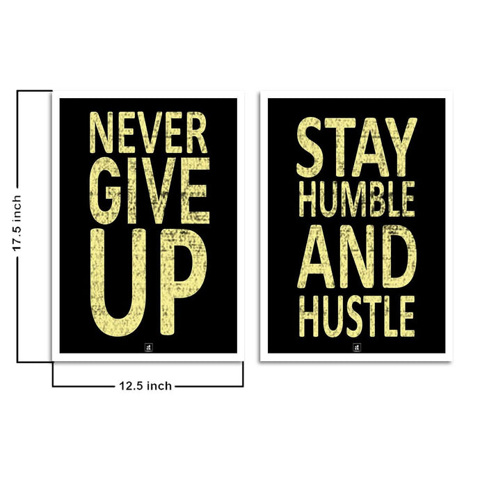 Motivational Art Prints Stay Humble and Hustle Wall Art for Home, Wall Decor & Living Room Decoration (Set of 2, 17.5" x 12.5" )