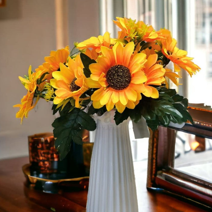 Sunflower Artificial Flowers Bunches with Long Stem, Plastic Flower Sticks for Indoor Home.