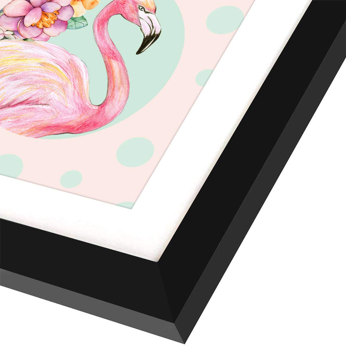 Art Street Flamingo Floral Set of 3 Black Frame Art Prints/Posters (1 Units 22 x 47 cm, 2 Units 22 x 22 cm)