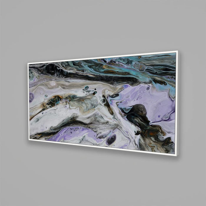 Art Street Canvas Painting Abstract Marble Effect Digital Decorative Luxury Paintings with Frame for Home, Living Room & Office Décor (White, 22 X 46 Inches)