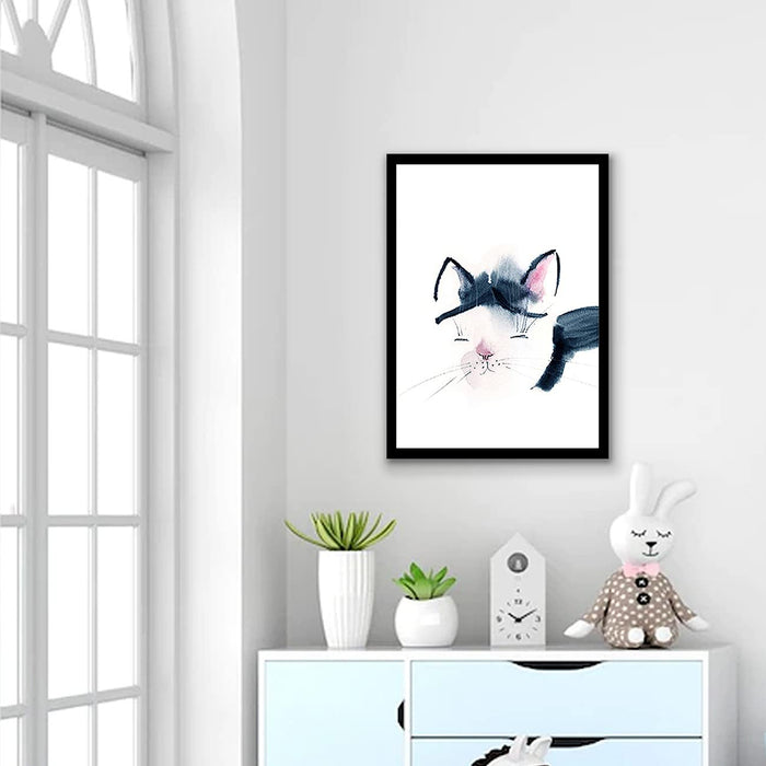 Art Street Cute Cat Watercolor Wall Art Artwork Painting Posters for Home, Kids Room, Wall Hanging Decor & Living Room Decoration I Modern Luxury Decorative gifts (12.9 x 17.7 Inches)