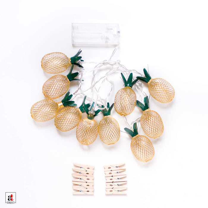 10 Pineapple Shape LED Bulb Decorative String Light Battery Powered, Color - Warm White ( 1.5 Meter)