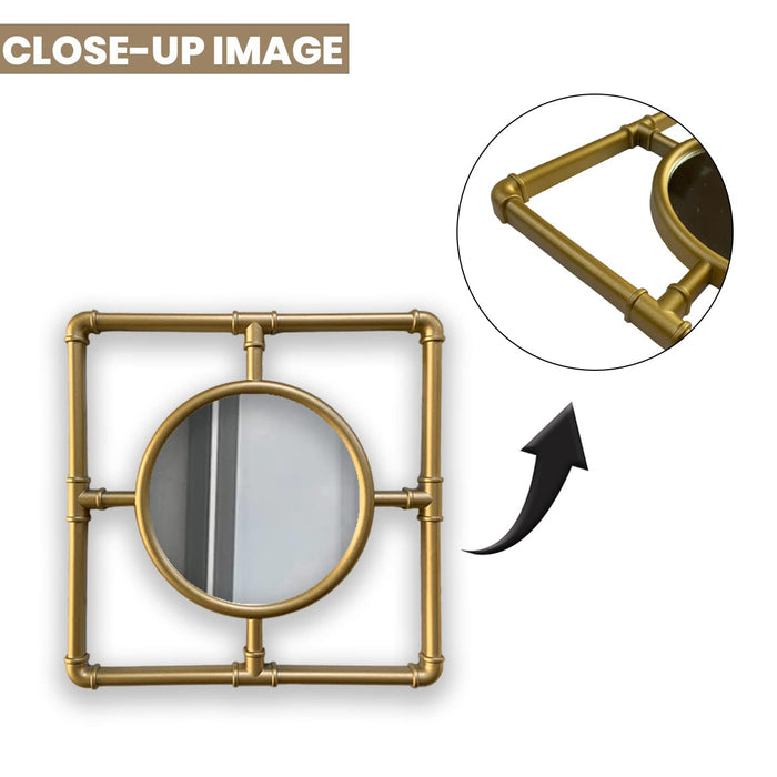 Art Street Arianda Square Wall Mirror for Home Decor Square Shape Golden Decorative Wall Mirror for Living Room Decoration (Size - 10 X 10 Inchs)