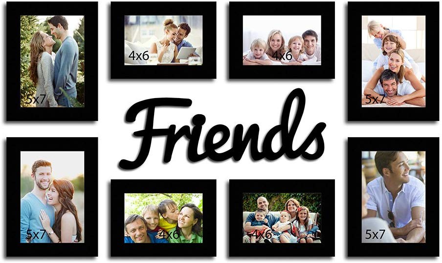 Friends For Life Glass Wall Photo Frame Set of 8 ( Size 4x6, 5x7 inches )