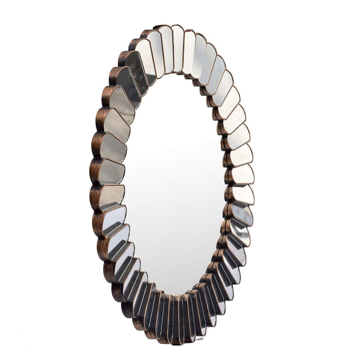 Multi Decorative Round Copper Rustic Wall Mirror for Living Room -60x60 cm