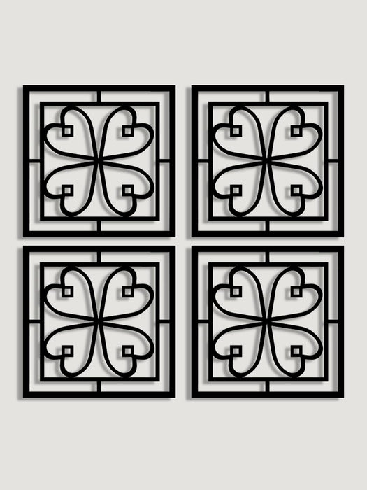 Modern Abstract Flower Design Ornaments, Decorative Wall Art, MDF Square 3D Jharokha Jali for Home Decor (8x8 Inch)