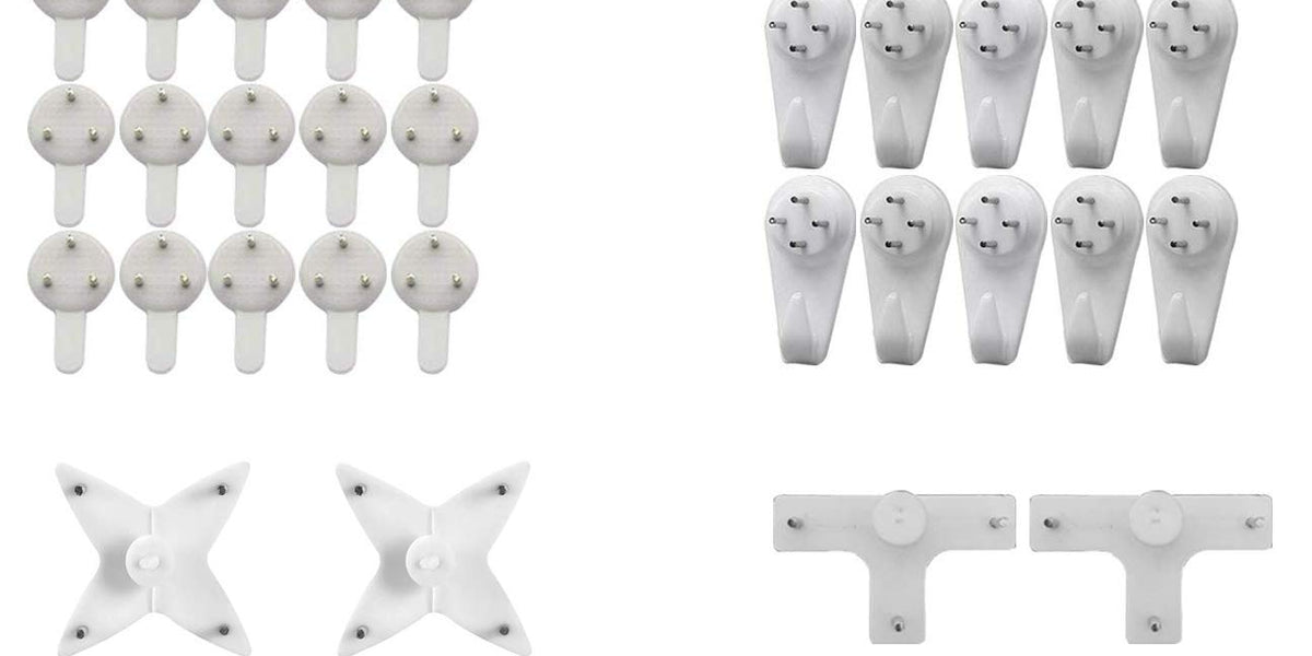 Hard Plastic Set of 25 White 3-Pin Seamless Nail With 2 Spirit Leveler For  Photo Frame Hooks Hangers