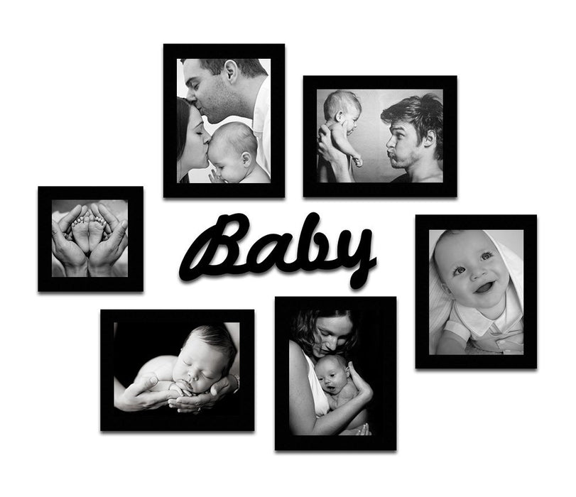 Art Street : Baby Love Set of 6 Individual Photo Frame/Wall Hanging for Home Decor with 2 MDF Plaque for New Born and Kids