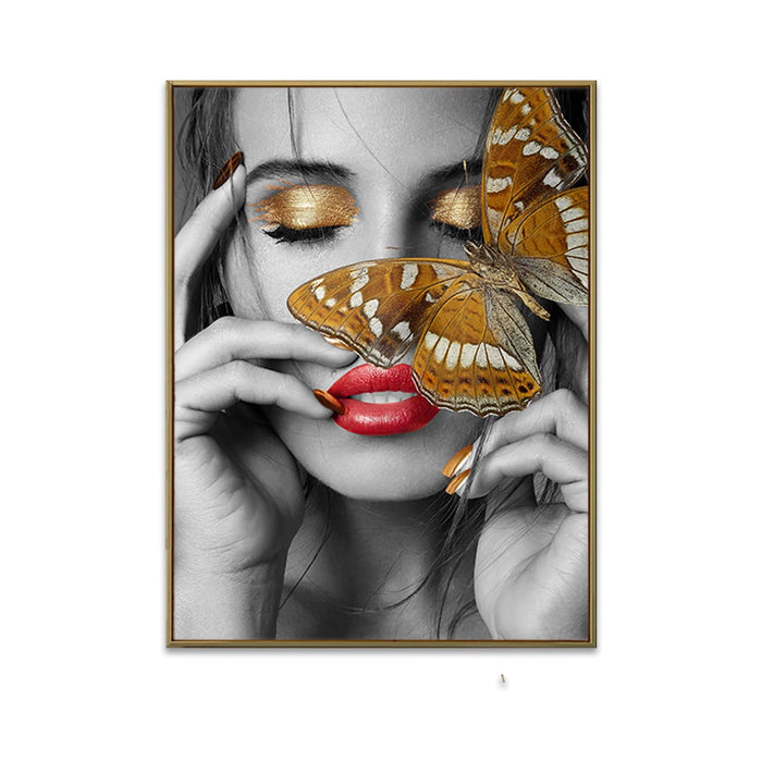 Art Street Golden, Black & White Portrait Theme Canvas Painting with Wooden Frame (Size - 23 x 17 Inch, Color - Gold, Black & White)