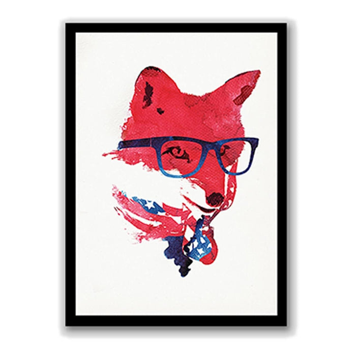 ‎Art Street Red Fox With Eye Glass Abstract Framed Art Print for Home, Kids Room, Wall Hanging Decor & Living Room Decoration I Modern Luxury Decorative gifts (12.9 x 17.7 Inches)