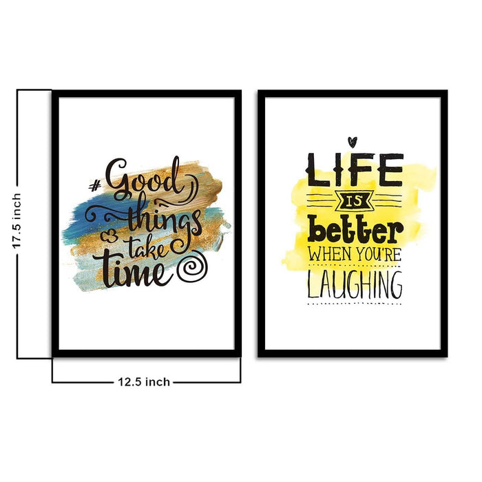 Motivational Art Prints Good Things Take Time Wall Art for Home, Wall Decor & Living Room Decoration (Set of 2, 17.5 x 12.5 Inches)