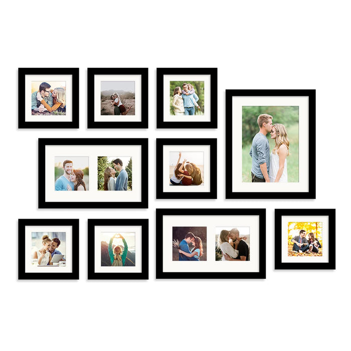 Art Street Photo Frames for Home Décor Set of 10 Black Wall Photo Frames (Size - 8" x 10", 5" x 5", 6" x 10") ( Ph- 2513 )