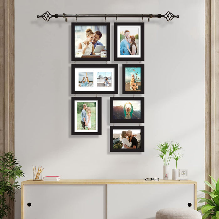 Art Street Set of 6 Chandelier Photo Frame For Wall Decoartion With Hanging Rod Anniversary Gift Royal Photo Frame Black Size-4x4, 5x7, 6x8, 8x8 Inches