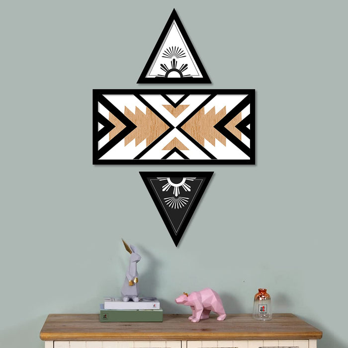 Art Street Tribal Wall Art Print Painting Set of 3 For Home Decoration-2 Print Size- 19x19 cm , 1 Art Print Size- 19x 44.4 cm