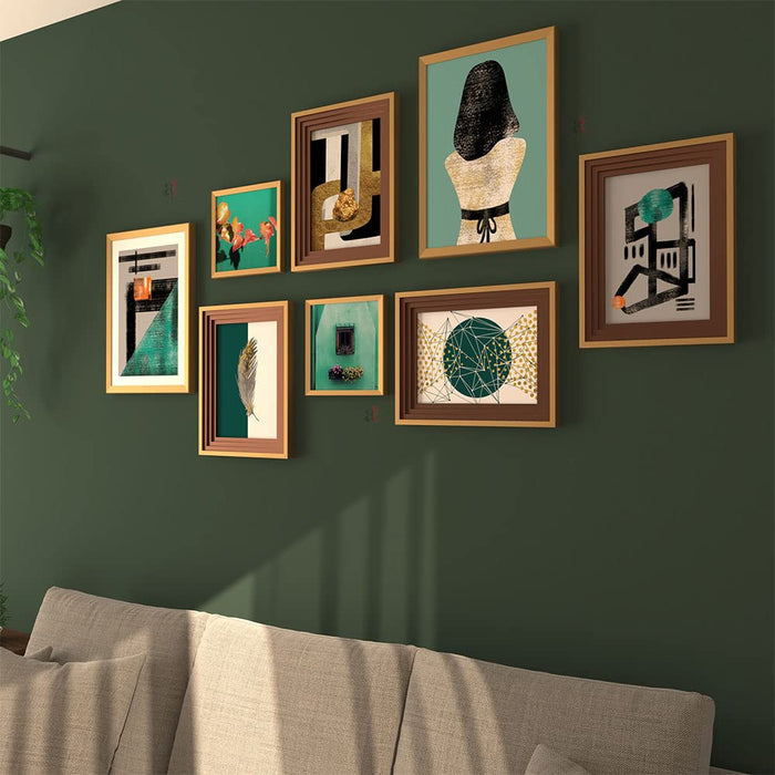 Art Street Wall Décor Young Lady Mister Pat Hat Set of 8 Framed Art Prints Paintings for Home, Bedroom, Living Room & Office (Size - 2 - 12 x 16, 4 - 8 x 12 & 2 - 8 x 8 Inches)