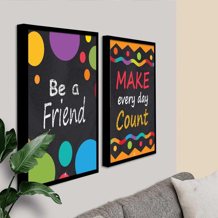 Motivational Art Prints Be a Friend Wall Art for Home, Wall Decor & Living Room Decoration (Set of 2, 17.5" x 12.5" )