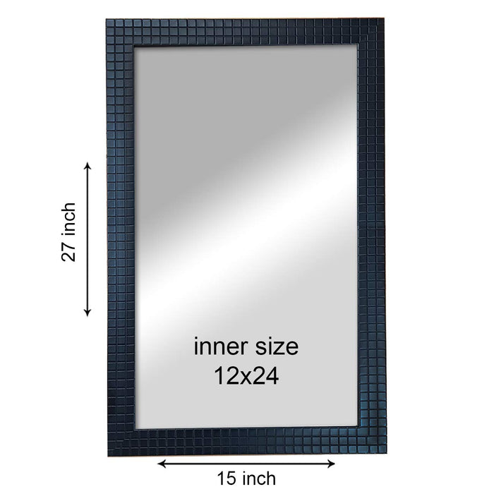 Art Street Decorative Wall Mirror Modern Warnish Black Color Inner Size 12 x 24 inch, Outer Size 15 x 27 inch 15x 27 Inchs