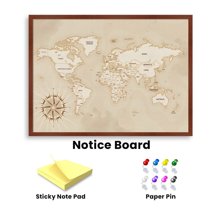 Notice Board Bulletin Board Pin-up Soft Cork Texture Display Board for Home, Office & School by Artstreet - (Rectangle Shape, Brown Frame, 17.2 X 23.2 Inches) Brown Beige