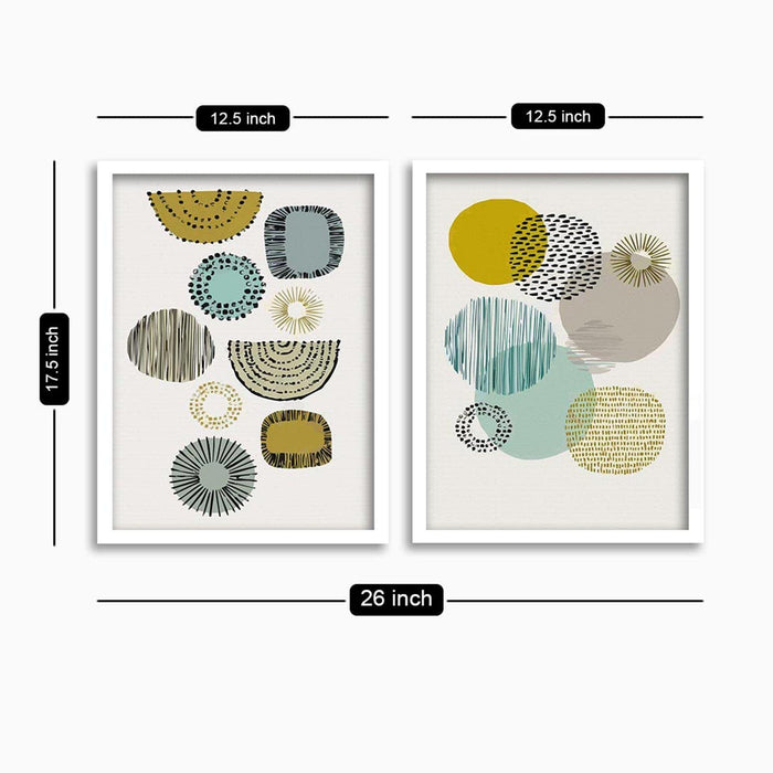 ‎Art Street Set of 2 Multi Color Abstract Art Prints Painting White Framed Art Prints Posters for Home and Wall Decoration (Size - 17.5 x 26 Inch)