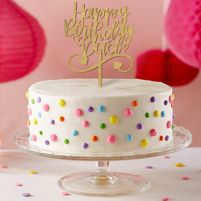 Happy Brithday Cake Topper For Birthday Party Decoration Supplies By Art Street (Golden, 7 x 4.8 Inch)