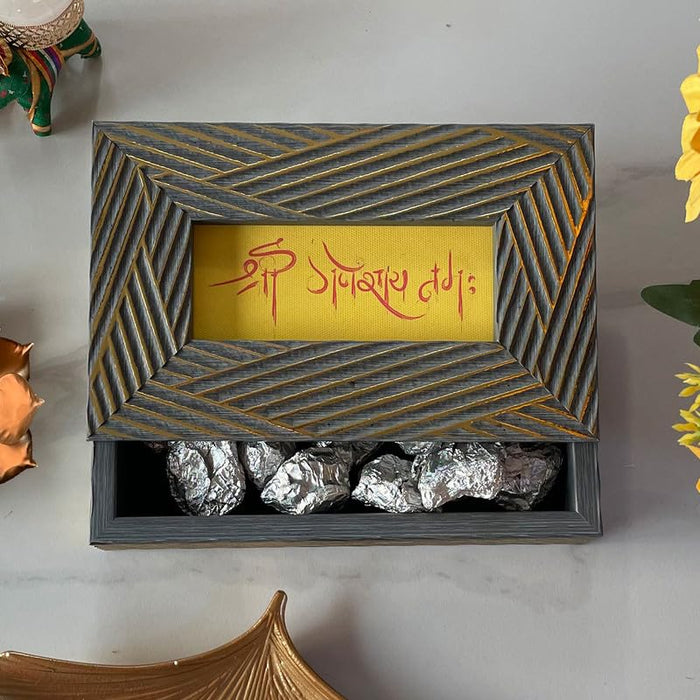 Art Street Decorative Gifts Of Love Gift Box, Diwali Festive Gifting, Cash Box, Shagun Box, Jewelry Box, Wedding Money Box (Grey-Gold, Size: 9x6x2.3 Inch)