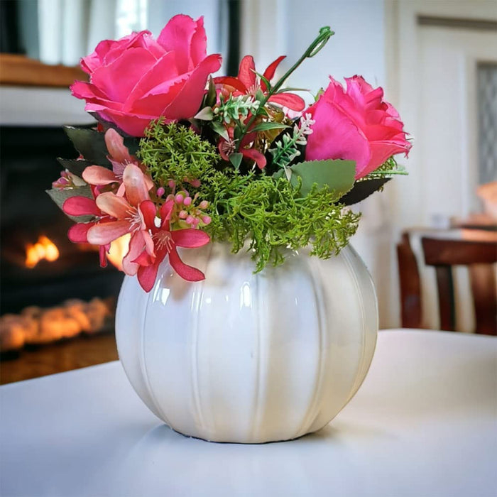 Order Happiness Decorative Metal White Round Flower Vase for Home