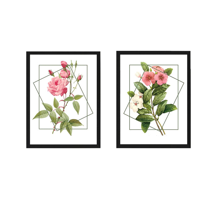 ‎Art Street Pink Rose Framed Art Print for Home, Office, Wall Hanging Decor gifts (Set of 2, 12.9 x 17.7 Inches)