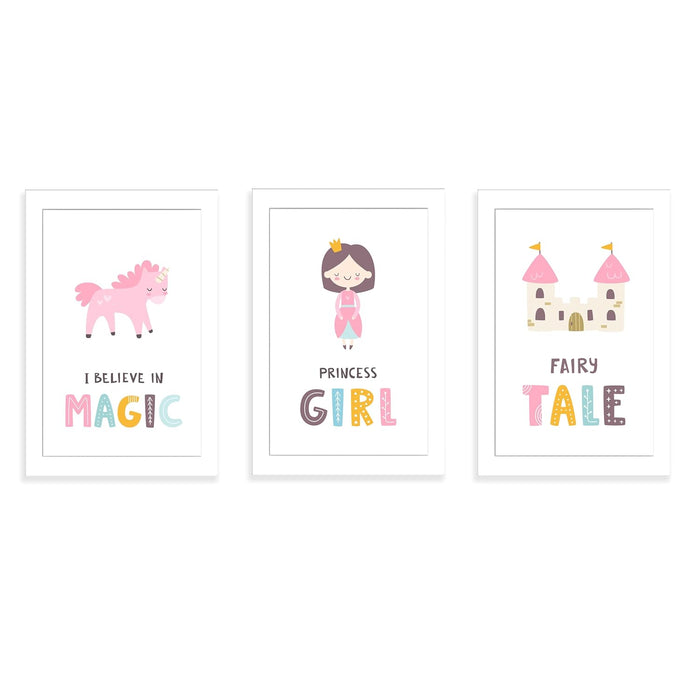 Art Street I Believe in Magic Art Prints for Kids Room Decoration (Set of 3, 8.9x12.8 Inch, A4)