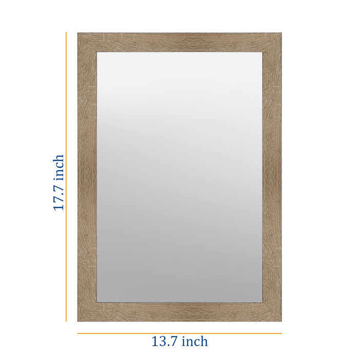 Art Street Mirror for Wall Modern Finish Mirror for Bathroom and Living Room, Light Brown-Color, Outer Size 13.7 x 17.7 Inch