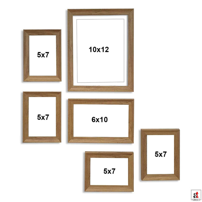 Natural Cave Elite Brown photo frames for wall ,living room ,Gift - Set of 6 . Size 5x7, 6x10, 10x12 inches