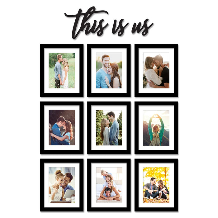 Art Street Set of 9 This Is Us Collage Wall Hanging Photo Frames for Home & Wall Decoration, (8x10, With Matt 6x8 Inch)