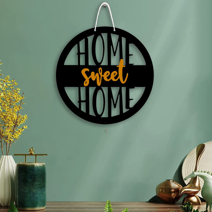 Art Street Home Sweet Home Black MDF Plaque Cutout Ready To Hang For Home Office Wall Art Decor, Wall Art Hanging Decorative Item, Home Decoration Size -12 x 12 Inches