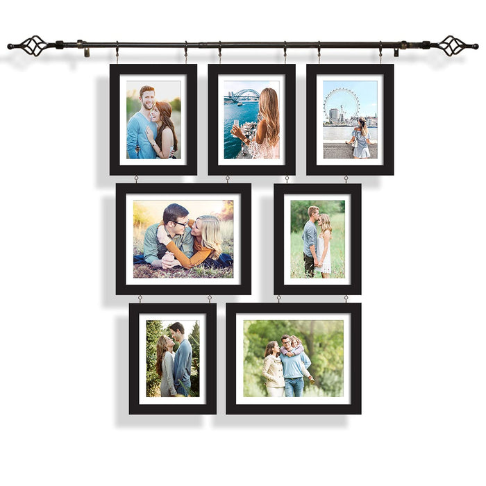 Art Street Set of 7 Chandelier Photo Frame For Wall Decoartion With Hanging Rod Anniversary Gift Royal Photo Frame Black Size-6x8, 8x10 Inches Black-Set of 7
