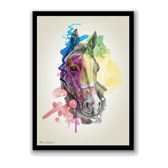 Art Street Colorful Horse Face Abstract Framed Art Print for Home, Kids Room, Wall Hanging Decor & Living Room Decoration I Modern Luxury Decorative gifts (12.9 x 17.7 Inches)